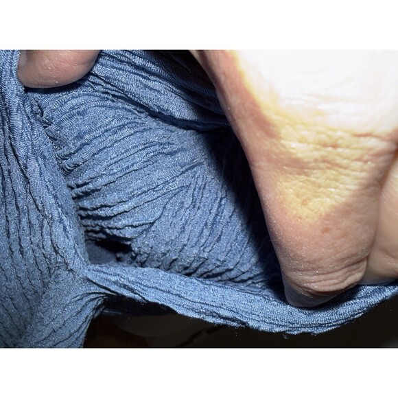 JUMPSUIT ROMPER one piece blue size small crinkle material wide leg flowy - Picture 10 of 15